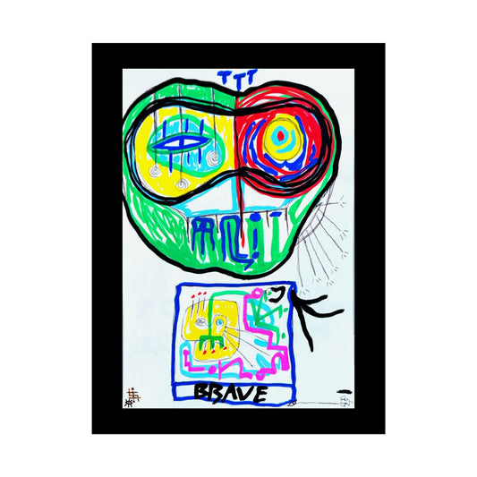 Abstract Brave Face Art Poster — Colorful Modern Expressionist Wall Art (Rolled Poster)