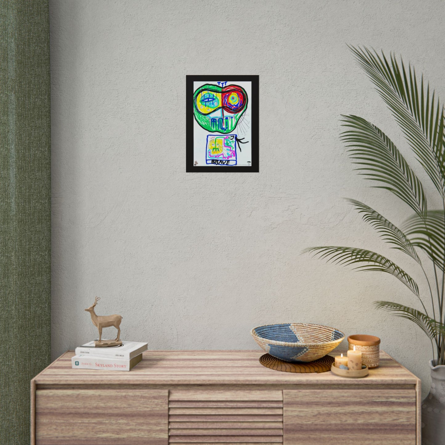 Abstract Brave Face Art Poster — Colorful Modern Expressionist Wall Art (Rolled Poster)